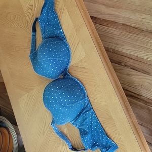 Bra 42G cacique blue white/gold polkadot